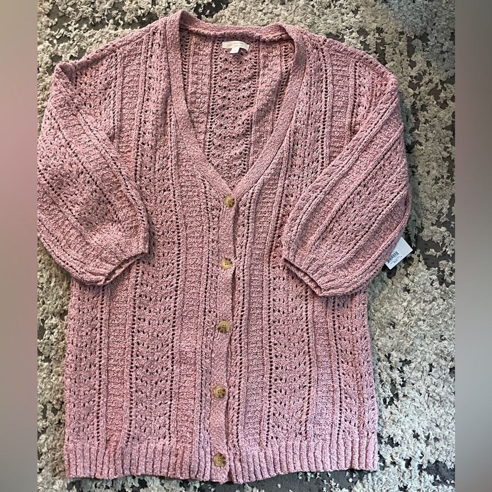 NWT Lauren Conrad Pink Button Up Sweater